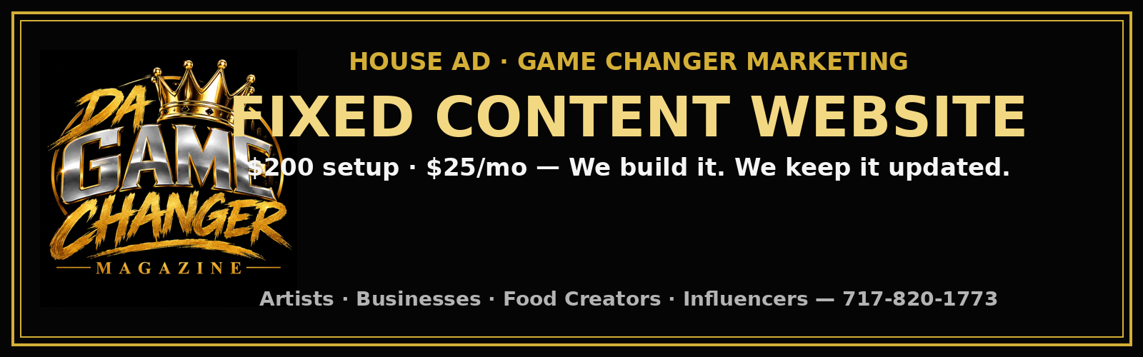 FCW — Fixed Content Website. $200 setup, $25 a month. We build it, we keep it updated.